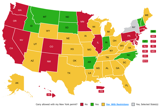 NYS Reciprocity Map